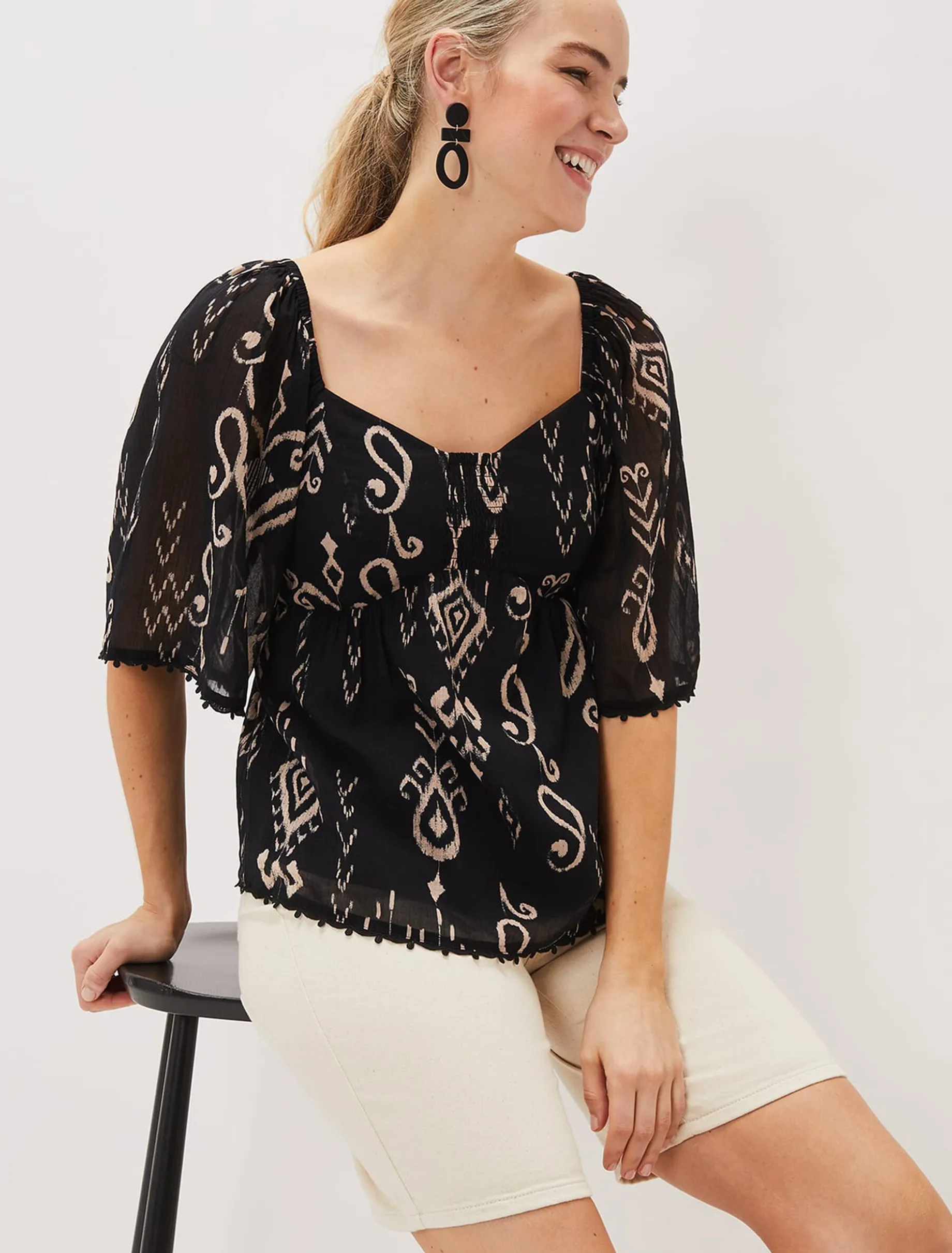 Malaya Ikat Print Blouse