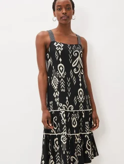 Malaya Ikat Print Midi Dress