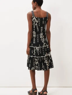Malaya Ikat Print Midi Dress