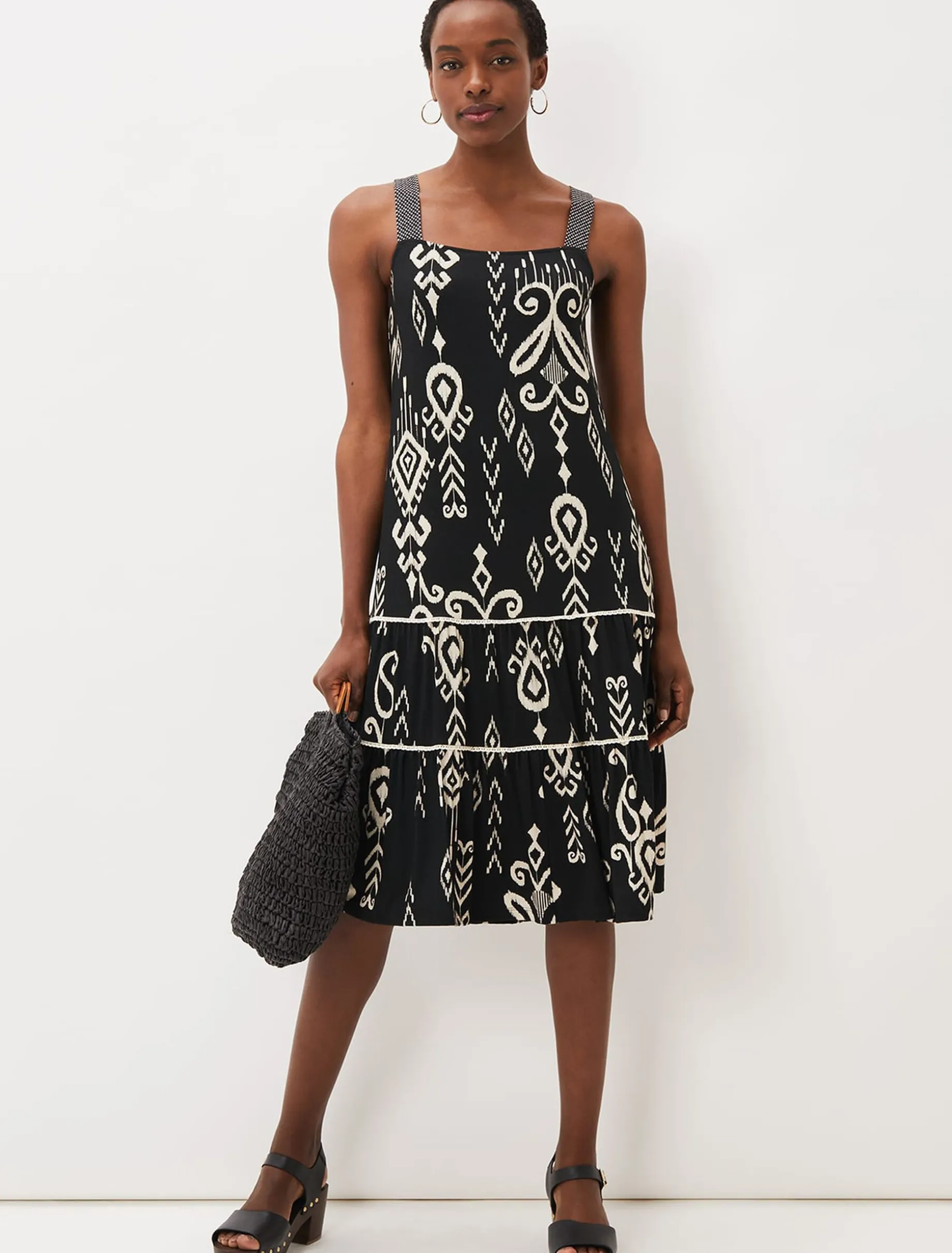 Malaya Ikat Print Midi Dress