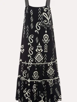 Malaya Ikat Print Midi Dress