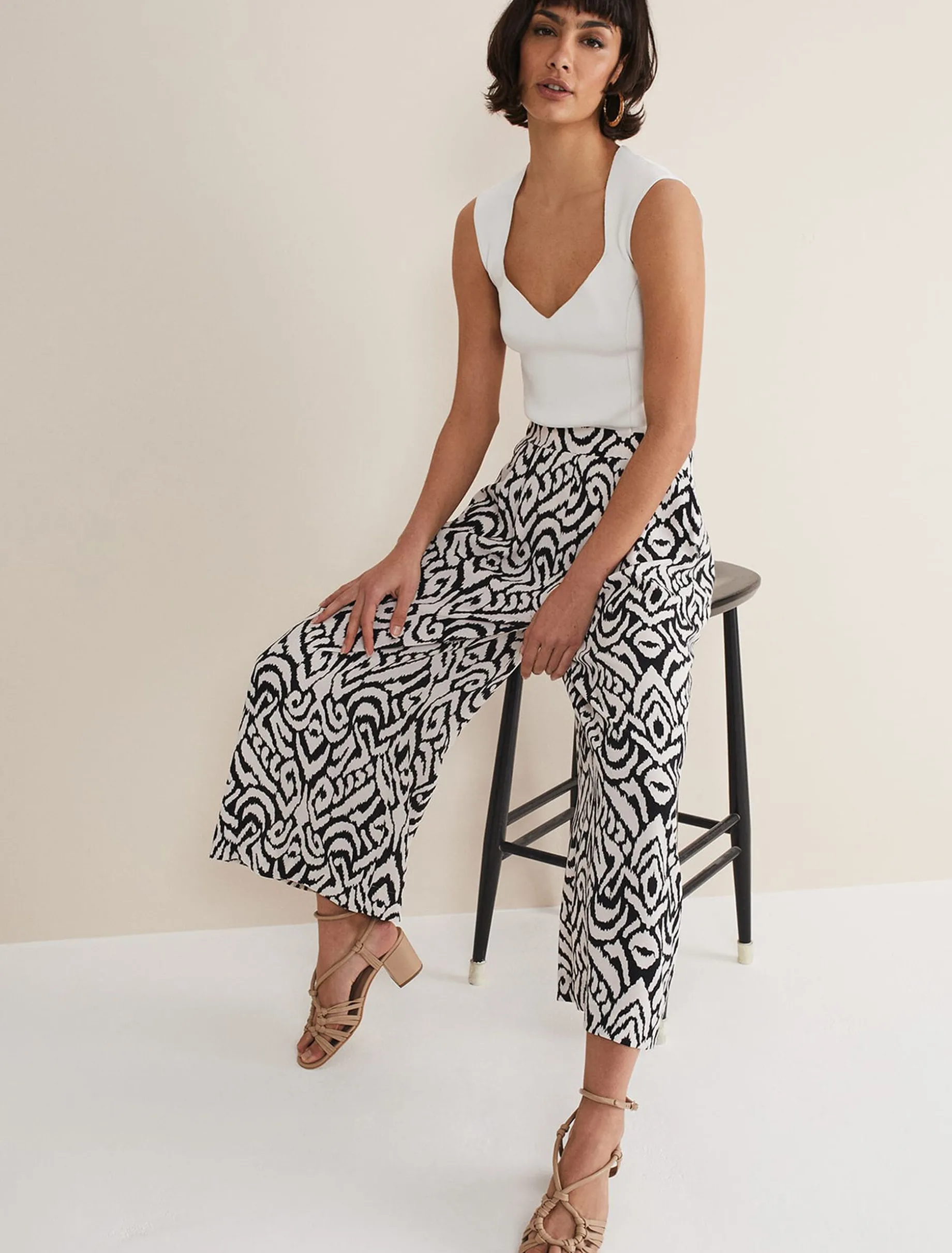 Malaya Printed Wide Leg Culottes