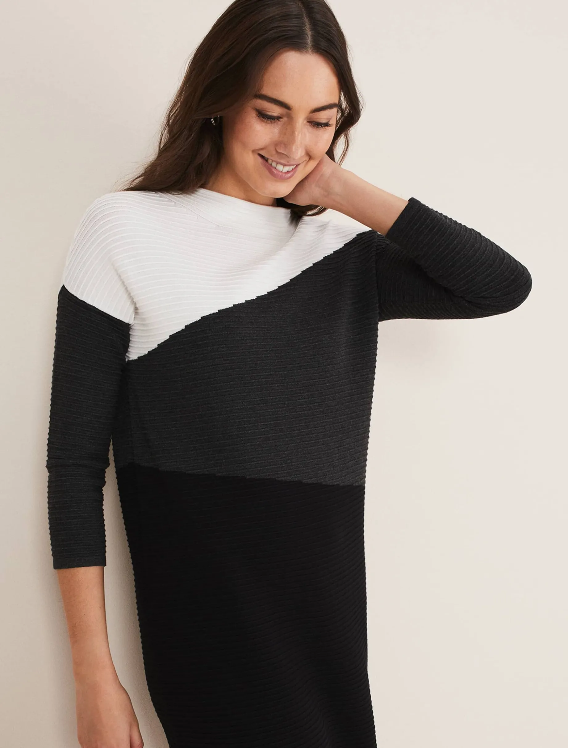 Mali Textured Stitch Colourblock Dress