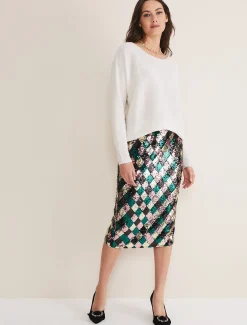Mari Diamond Sequin Midi Skirt Co-Ord