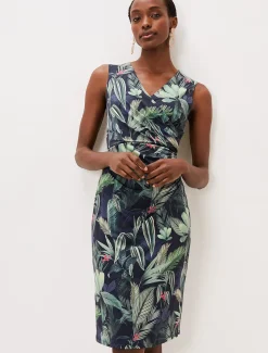 Maya Jersey Palm Print Midi Dress
