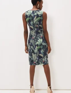Maya Jersey Palm Print Midi Dress