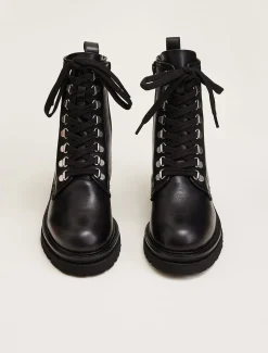 Meladie Leather Lace Up Ankle Boots