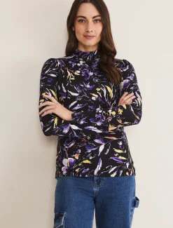 Mellanie Jersey Floral High Neck Top