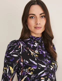 Mellanie Jersey Floral High Neck Top