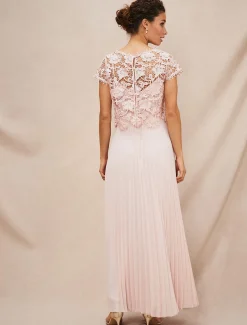 Michelle Lace Pleat Maxi Dress