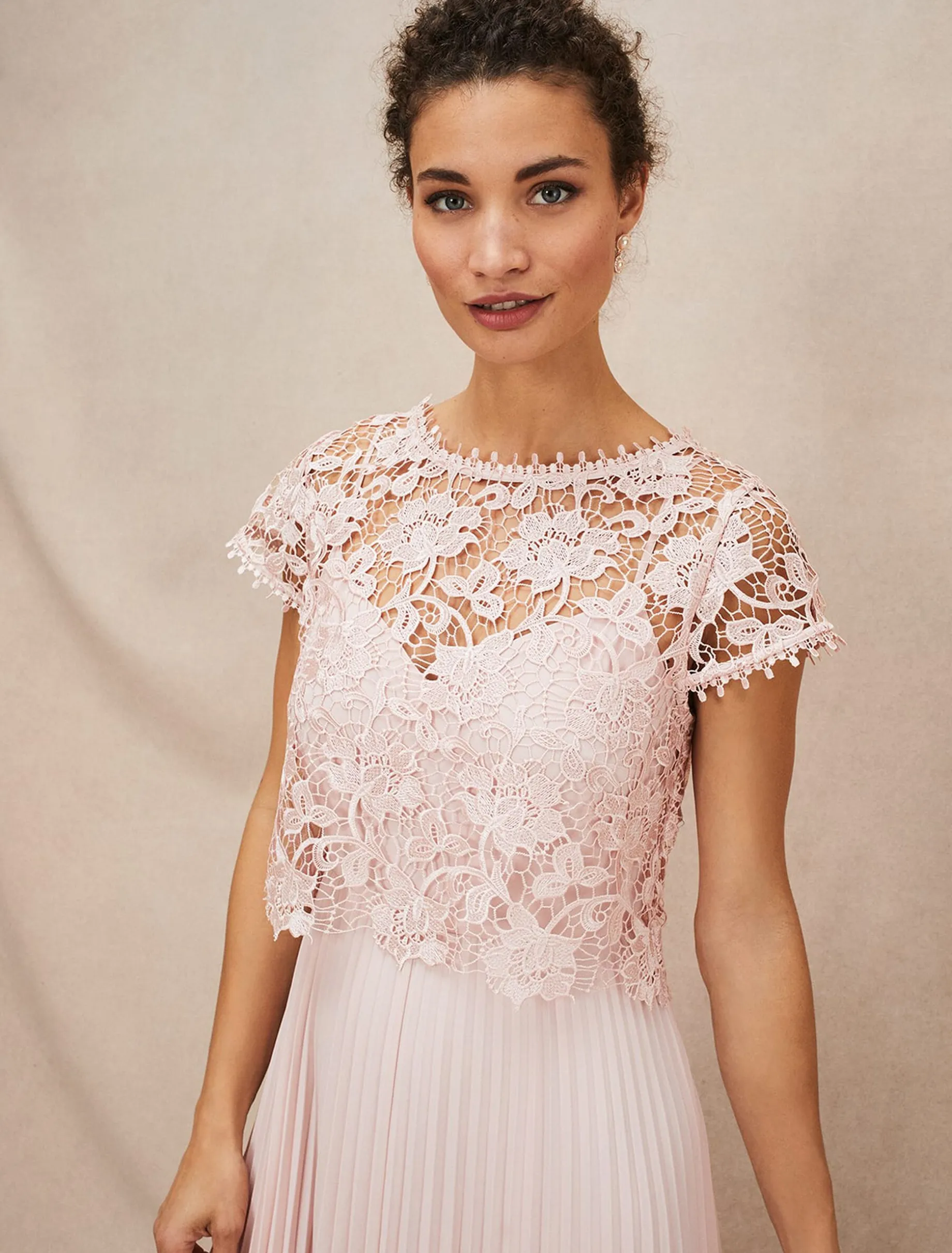 Michelle Lace Pleat Maxi Dress