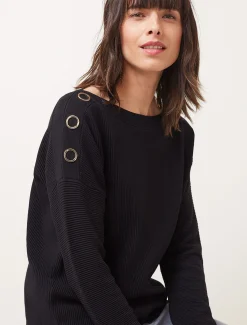 Mimi Textured Eyelet Detail Fine Knit Jumper