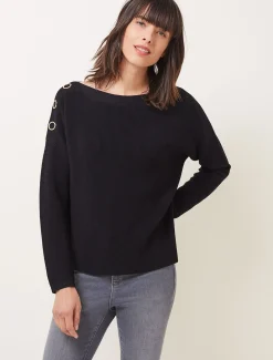 Mimi Textured Eyelet Detail Fine Knit Jumper