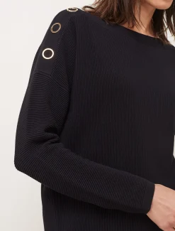Mimi Textured Eyelet Detail Fine Knit Jumper
