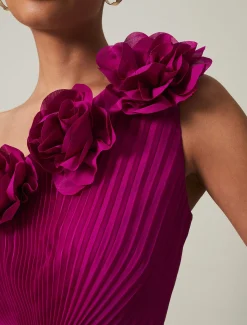 Minnie One Shoulder Pleated Maxi Dress