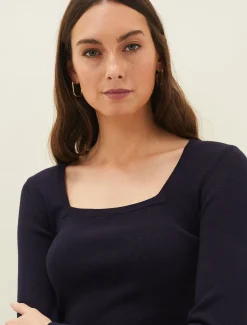 Molla Square Neck Fine Knit Jumper