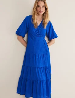 Morven Blue Wrap Midi Dress