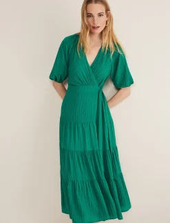 Morven Green Wrap Midi Dress