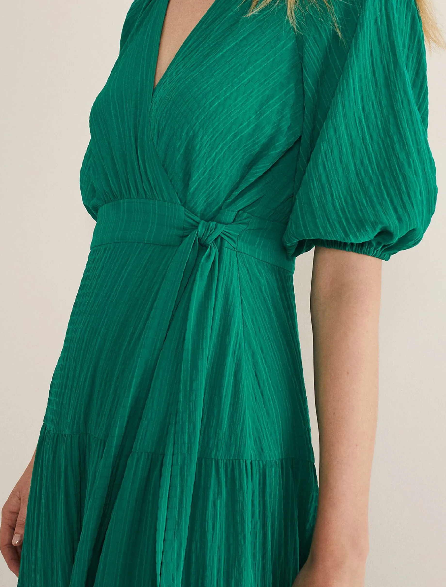 Morven Green Wrap Midi Dress