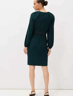 Mya Ruched Belted Jersey Dress
