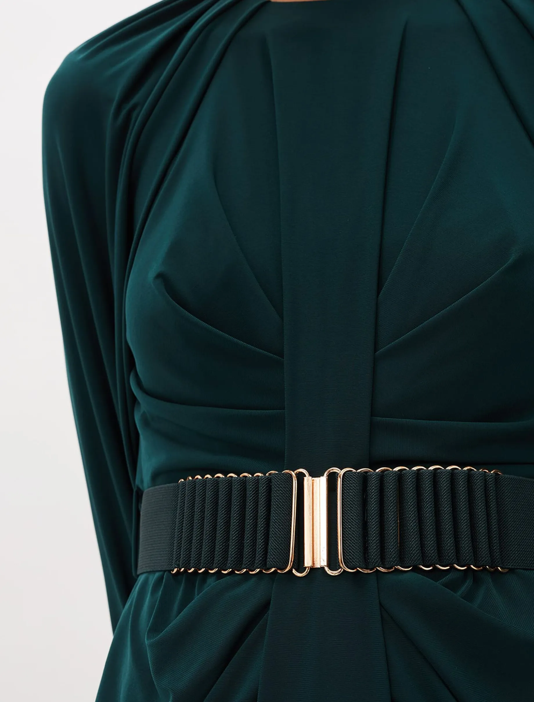 Mya Ruched Belted Jersey Dress