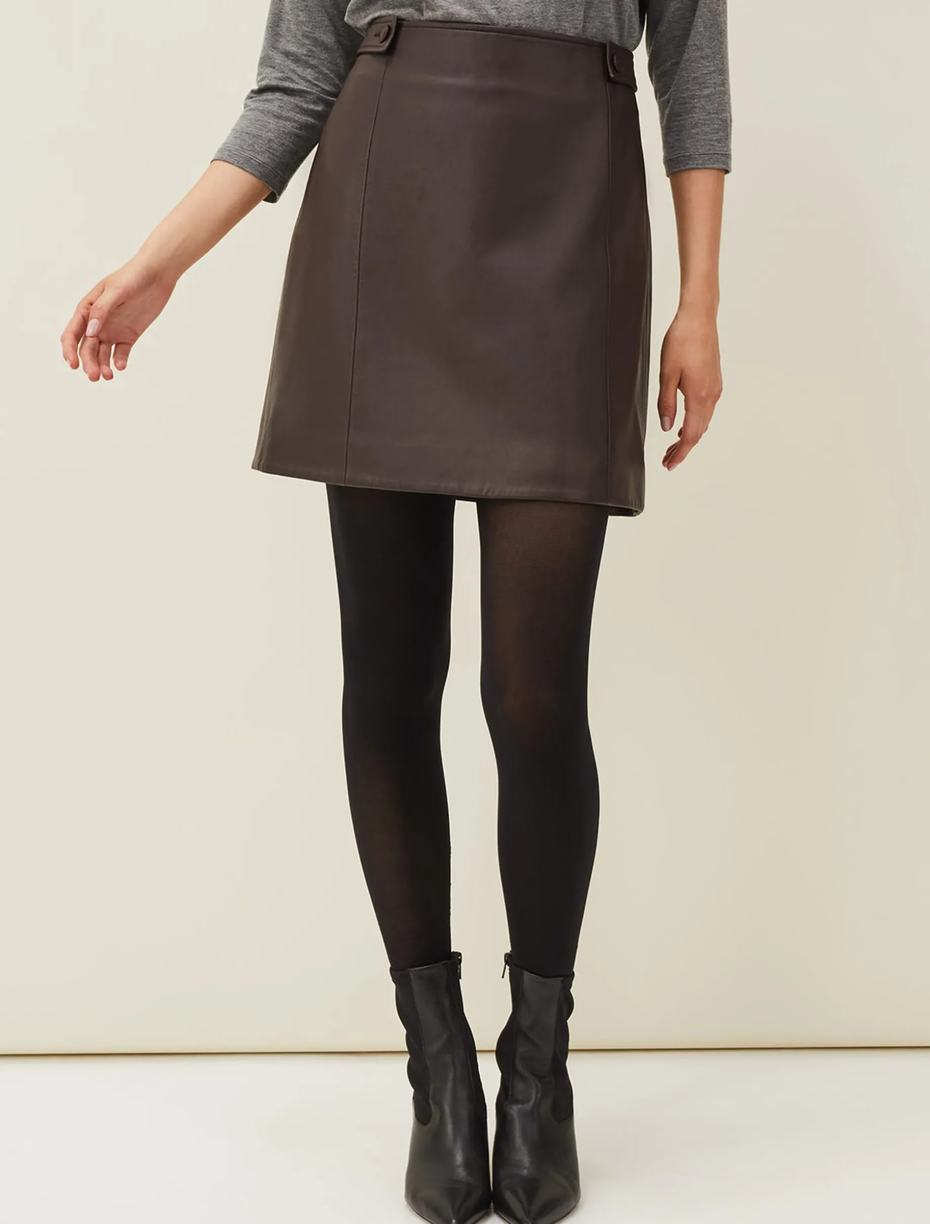 Nadine Leather A-Line Skirt