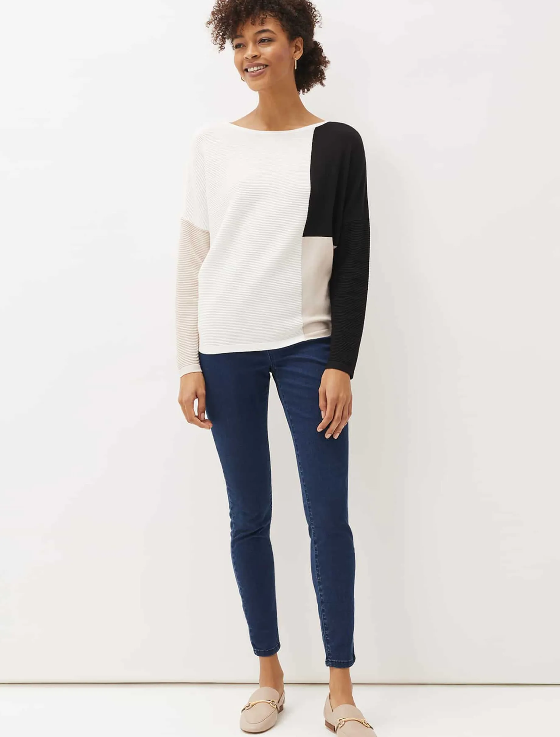 Naidia Colourblock Ribbed Knit Jumper