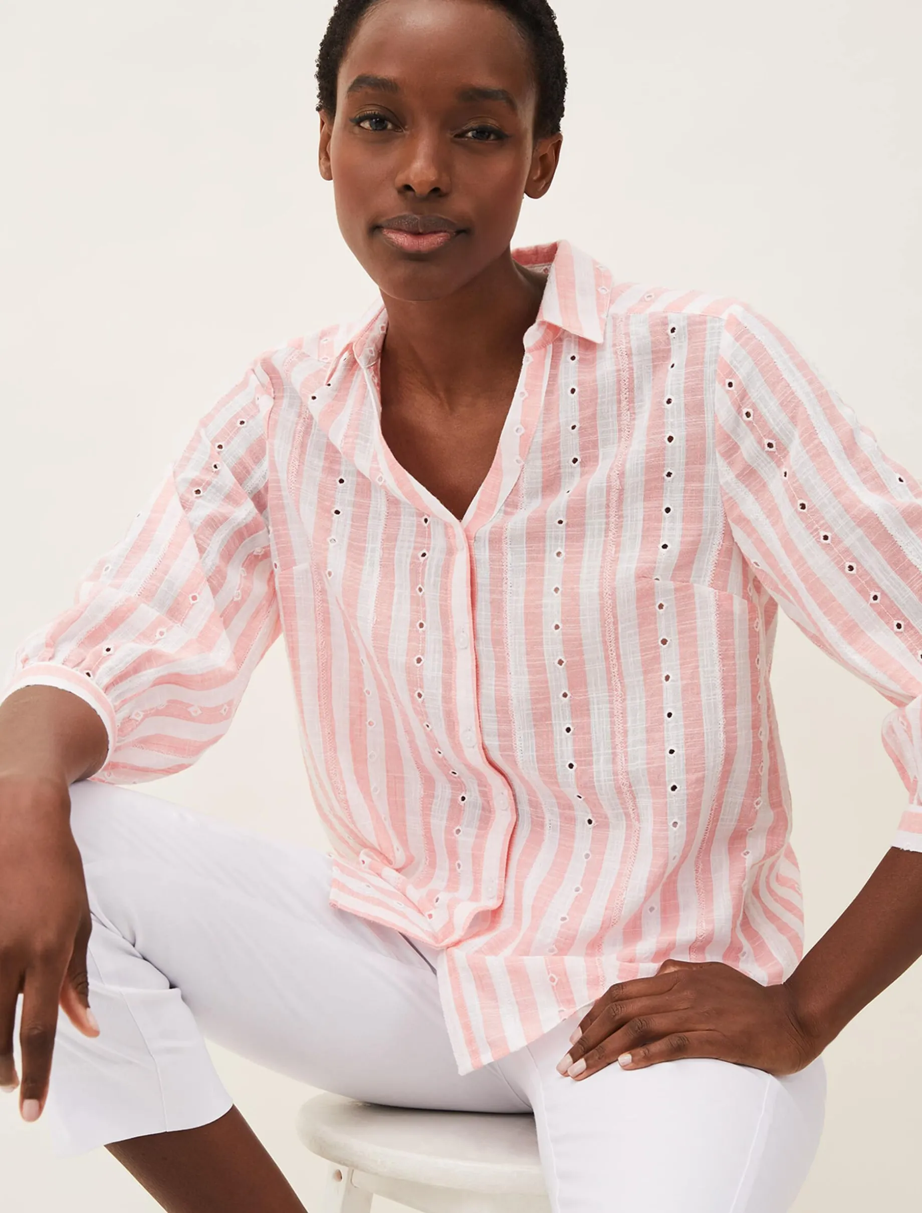 Nanette Stripe Broderie Shirt