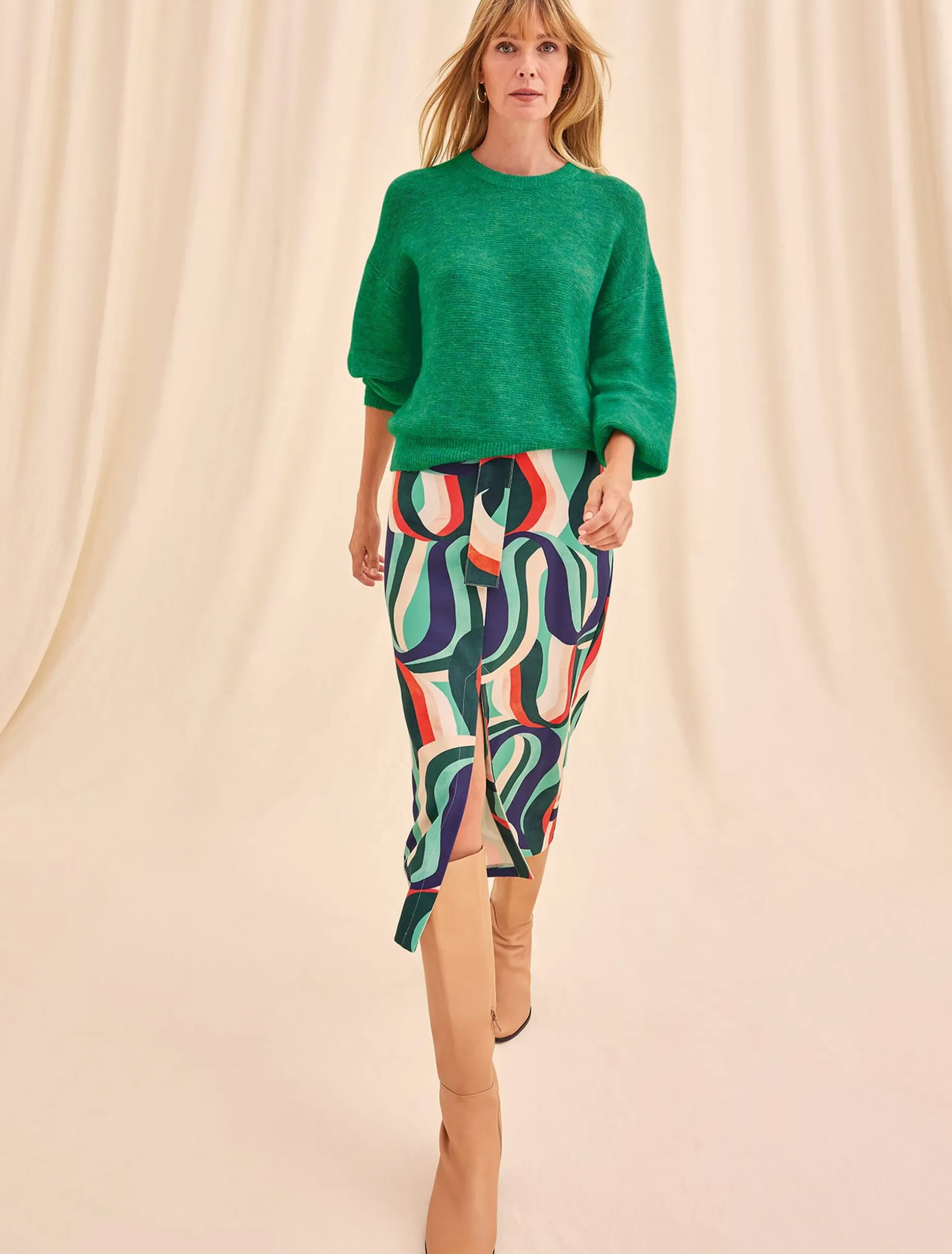 Nathalie Swirl Midi Skirt