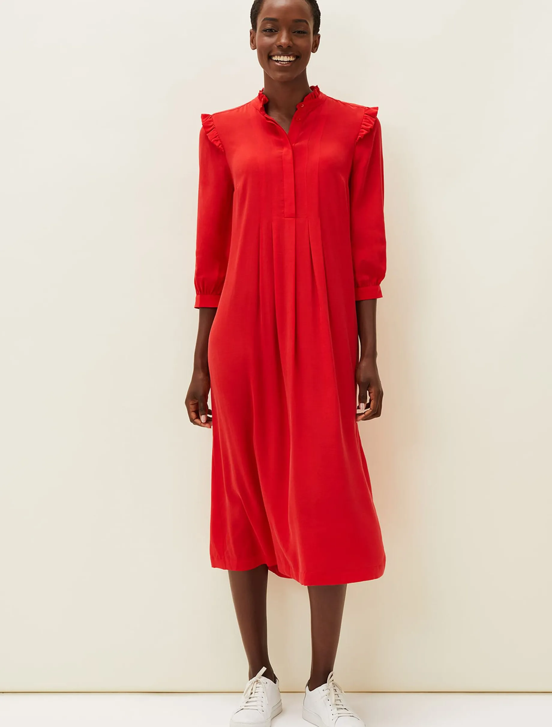 Nivana Frill Shirt Midi Dress