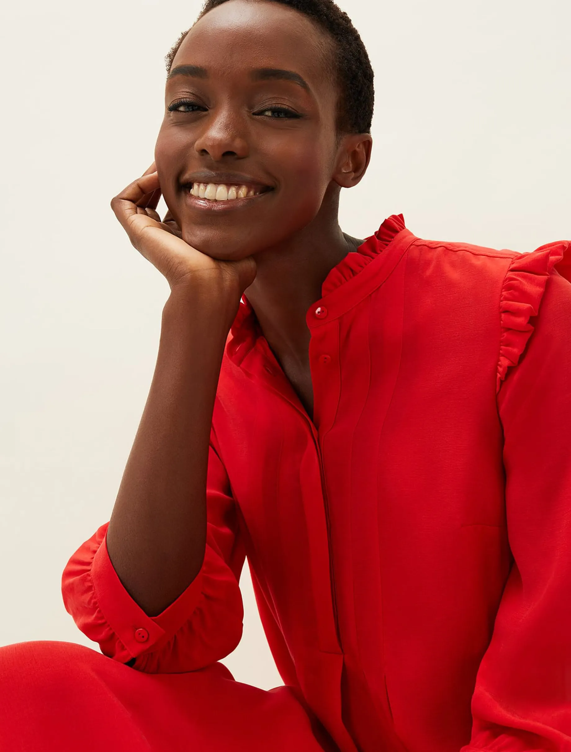 Nivana Frill Shirt Midi Dress