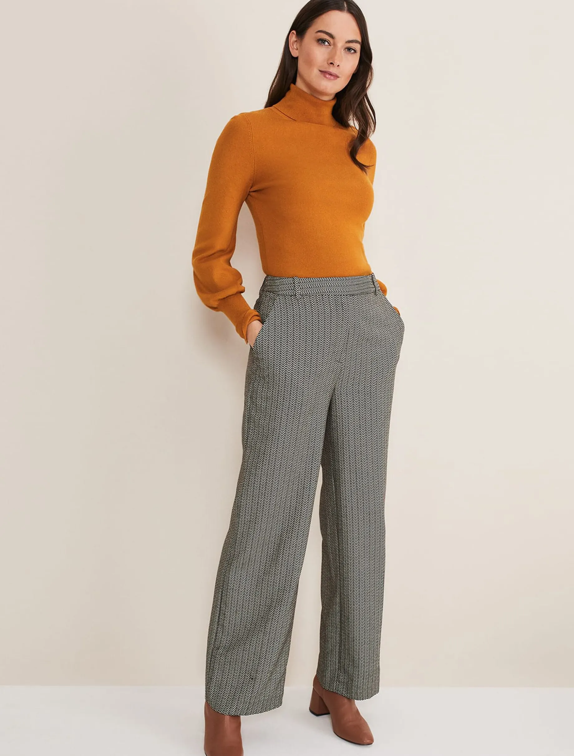 Nouria Herringbone Tapered Trouser