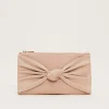Nude Suede Clutch Bag