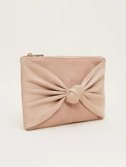 Nude Suede Clutch Bag