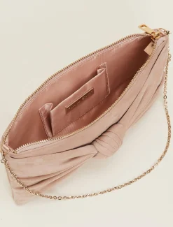 Nude Suede Clutch Bag