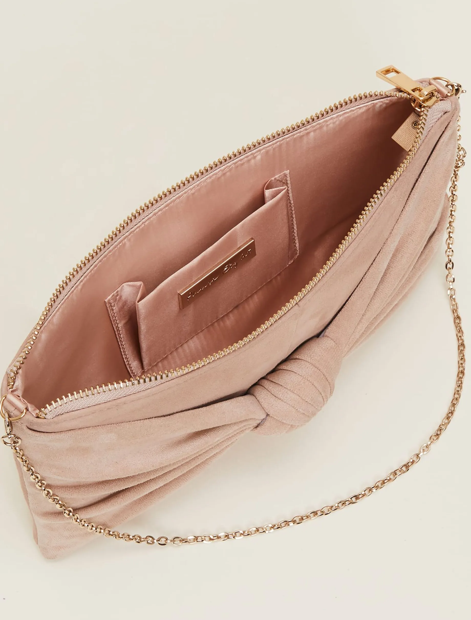 Nude Suede Clutch Bag