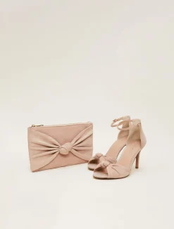 Nude Suede Clutch Bag