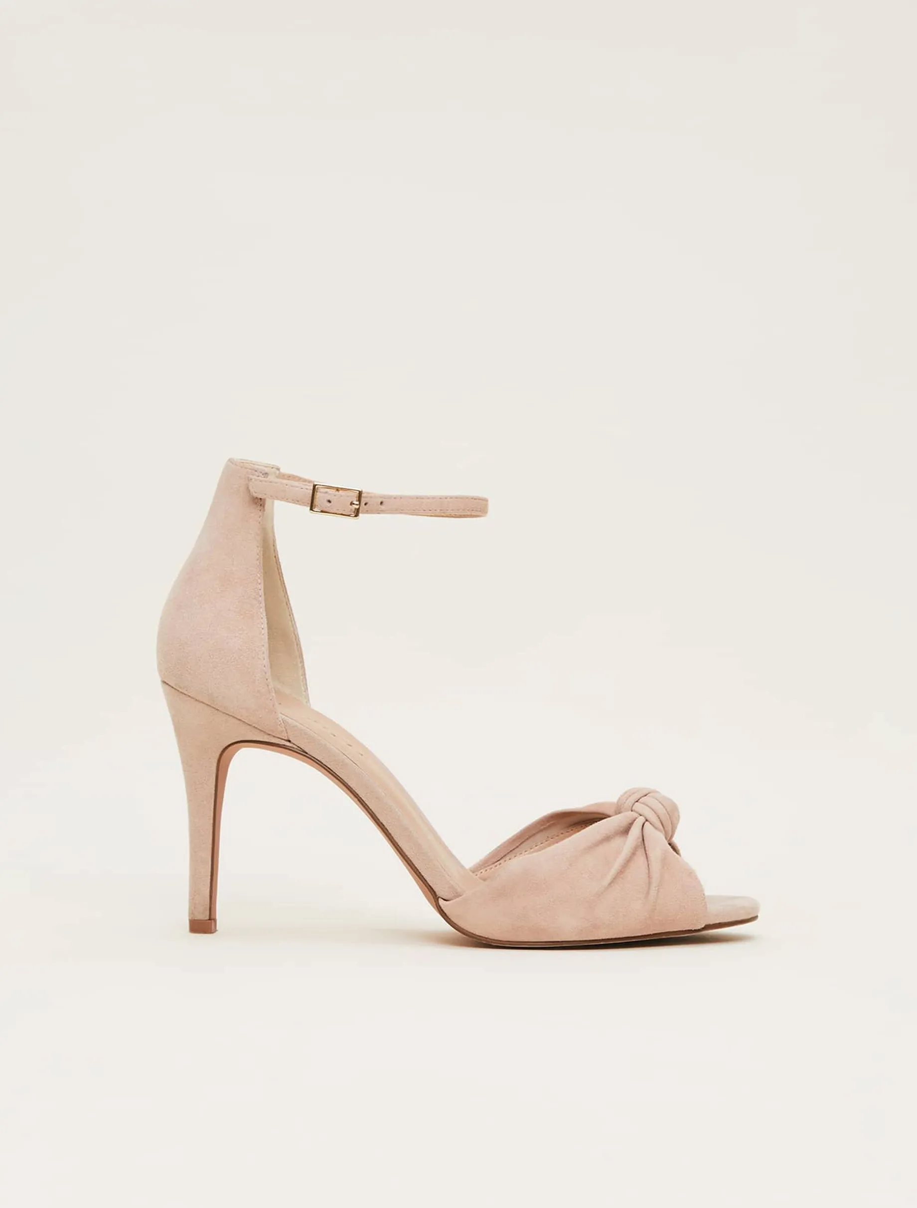 Nude Suede Open Toe Heels