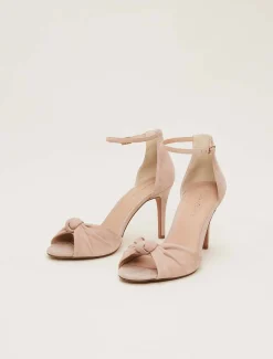 Nude Suede Open Toe Heels