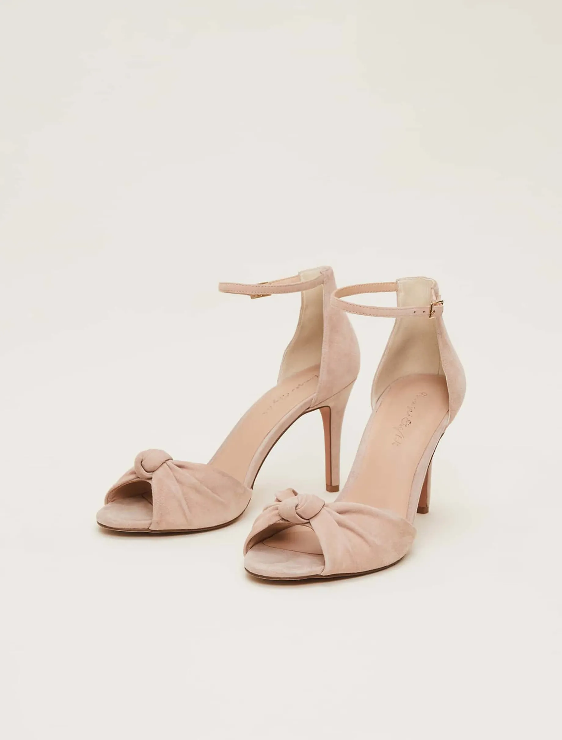 Nude Suede Open Toe Heels