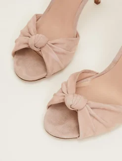 Nude Suede Open Toe Heels