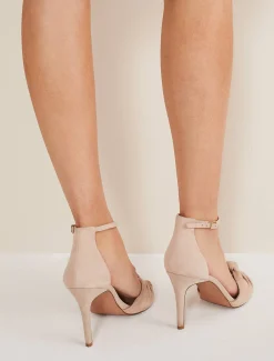 Nude Suede Open Toe Heels