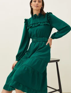 Olive Frill Tiered Dress