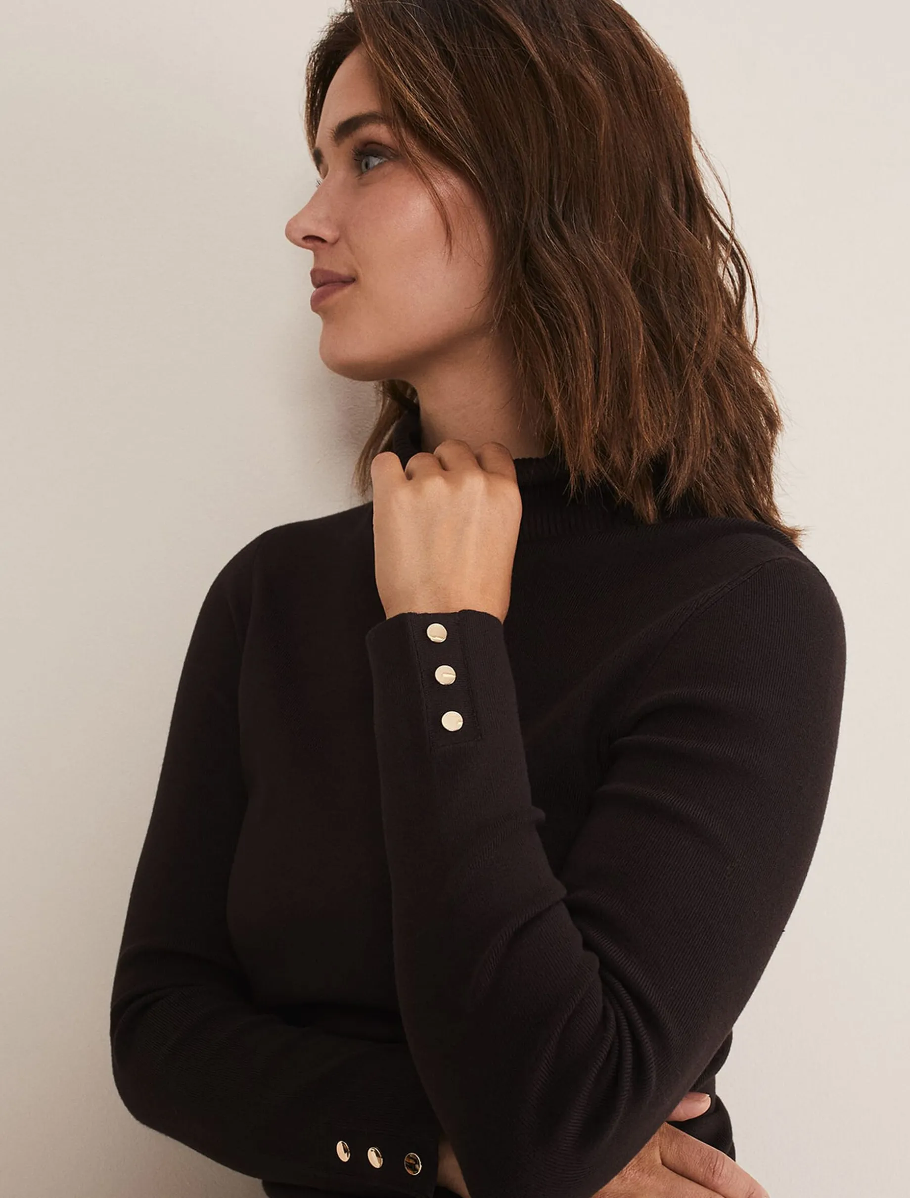 Ottilie Button Detail Roll Neck Knit