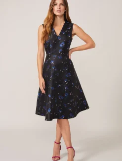 Ottilie Floral Jacquard Fit And Flare Dress