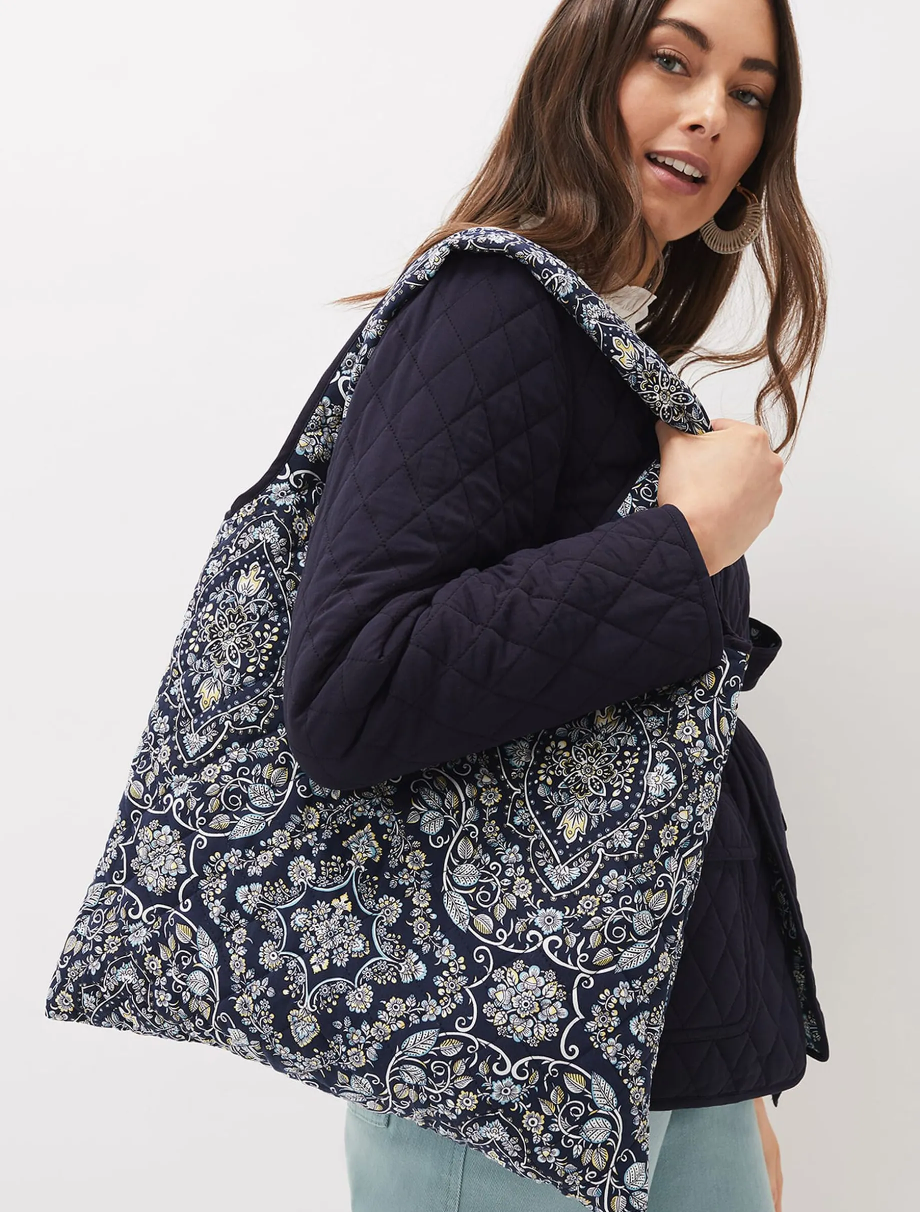 Paisley Print Quilted Shopper Bag