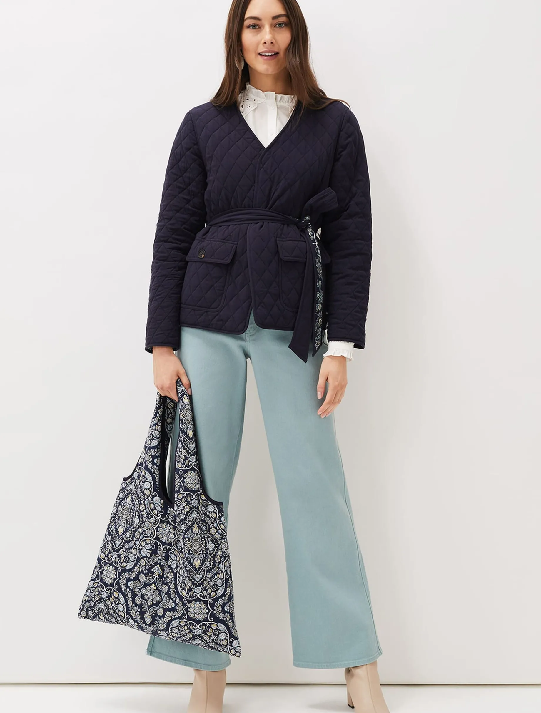 Paisley Print Quilted Shopper Bag