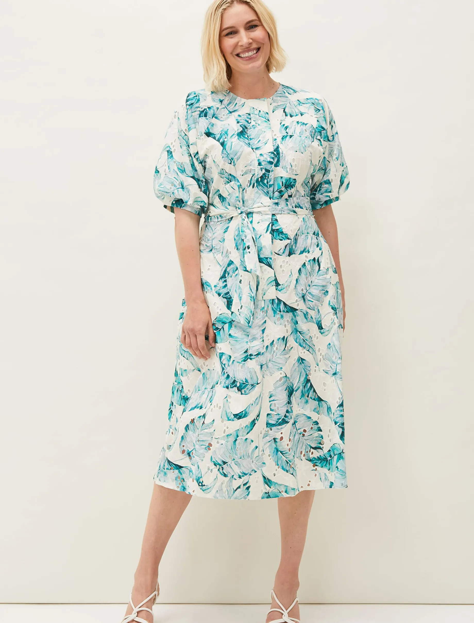 Palms Broderie Anglaise Printed Cotton Dress