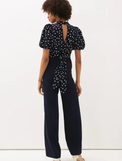 Paulina Puff Sleeve Spot Jumpsuit