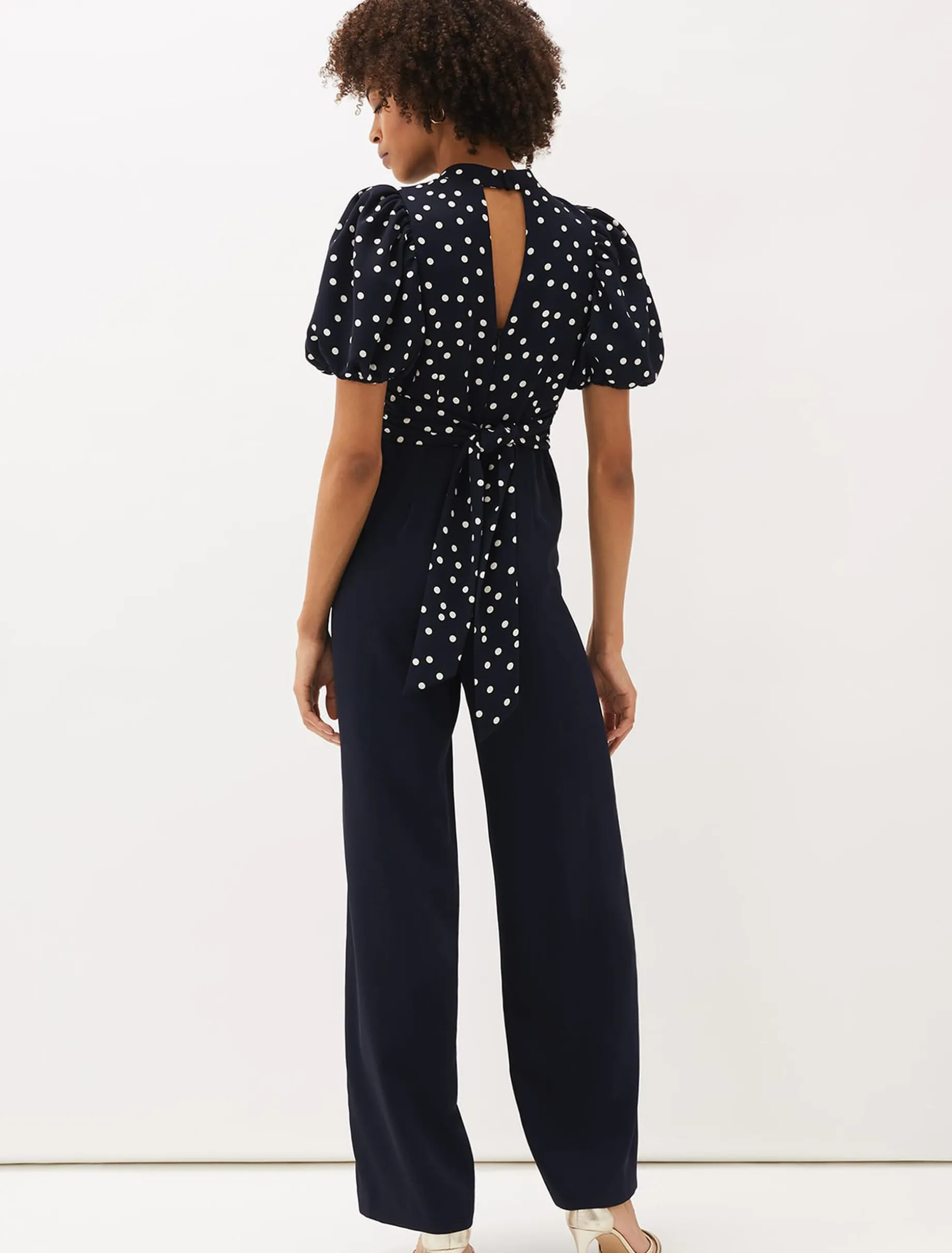 Paulina Puff Sleeve Spot Jumpsuit